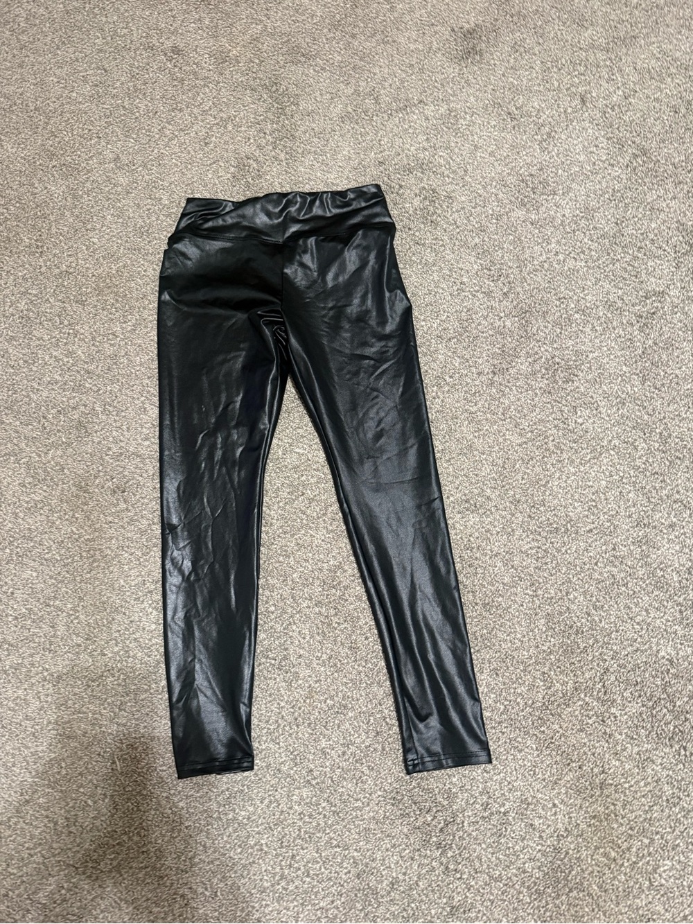 Women’s Black Faux Leather Leggings - Stretchy Bottoms